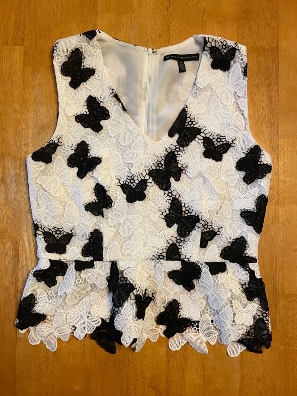 WHBM Butterfly Lace Peplum Top - M8